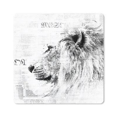 Produktbild von MuchoWow® Mauspad Mousepad Löwe - Zeitung - Schwarz - Weiß 30x30 cm - Mousepads - Maus Mat - Pad - Mausunterlage - Gaming