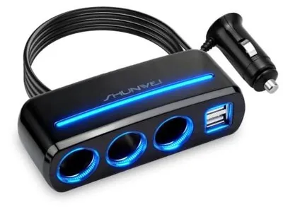 Zdjęcie produktu dla Ładowarka samochodowa adapter zapalniczki 3 gniazda USB do telefonu
