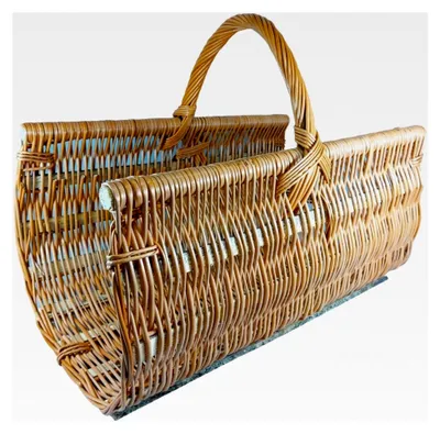Produktbild von Weidenkorb für Holz - Naturbelassene Rindenweide - Kaminholzkorb - handgeflochten - Kaminholzaufbewahrung (60 x 48 H 35/48 cm)