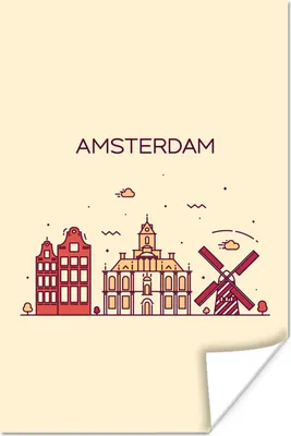 Produktbild von MuchoWow® Poster Amsterdam - Skyline - Niederlande 80x120 cm - Papierdruck