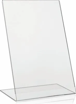 A clear acrylic display stand on a white background.