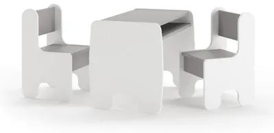 Image de Ensemble pour enfants TIMI : une table et deux chaises - couleur blanc/gris