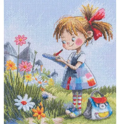 Produktbild von RTO Kreuzstich Stickpackung "Blumenliste", Zählmuster, 21,5x23,5cm