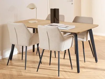 Produktbild von Essgruppe >Cadiz< (5-teilig) in beige Eiche Nachbildung - 160x75x90 (BxHxT)