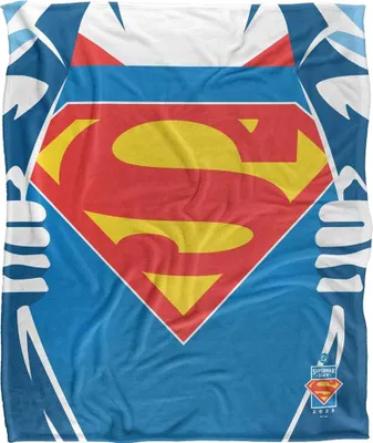 Obrázok produktu pre Superman - Deka s logom na hrudi, hodvábna, supermäkká TV23912 (jedna veľkosť) (modrá/biela)