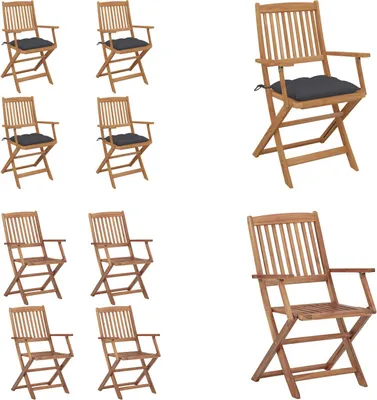 Immagine prodotto di vidaXL Sedie da giardino pieghevoli 4 pezzi con cuscino in legno massiccio di acacia - sedia da giardino - sedie da giardino - poltrona da giardino - sedia pieghevole