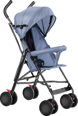 Image de Poussette pliable légère 0-4 ans avec habillage pluie bleu