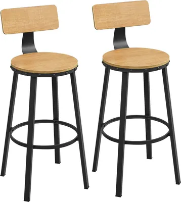 Zdjęcie produktu dla BEGRYF Hoker barowy kuchenny miodowy zestaw 2 szt taborety barowe 55x37x99, nowoczesny design, drewniane siedzisko, metalowe nogi, styl loft