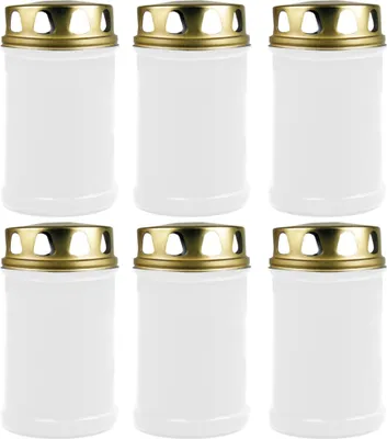 Produktbild von Grabkerze Kompositionsöllicht 48h Weiß (6er-Pack) – Grablicht mit Deckel, 2 Tage Öllicht, wetterfester Kunststoff, für Grablampe und Grableuchte
