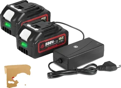 Zdjęcie produktu dla Akumulator wielokrotnego ładowania, pojemność 22900 mAh, kompatybilny z narzędziami 18 V, jak pokazano, 2 akumulatory, 1 ładowarka-A