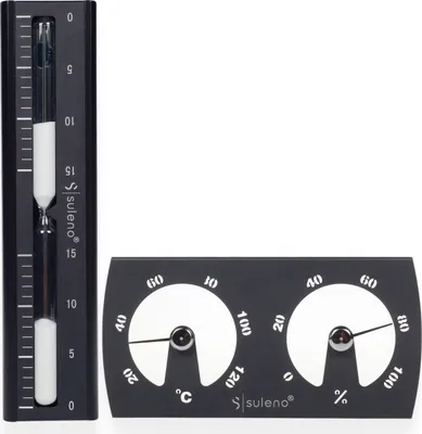 Produktbild von Suleno Sauna SET KJELL | 2-teilig Klimamesser Sanduhr - Schwarz 30135-14