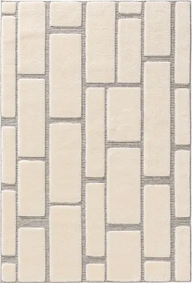 Produktbild von benuta Teppich Wohnzimmer Elvy Creme/Grau 250x350 cm Wohnzimmerteppich Rechteckig Muster Kurzflor Flauschig Weich