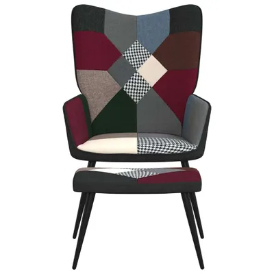Immagine prodotto di Sedia Relax con Sgabello in Tessuto Patchwork