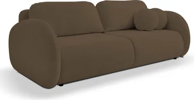 Produktbild von DomoHome LOOP Sofa mit Schlaffunktion – Modernes Design, Couch mit Bettkasten und Kissen, Skandinavisches Design, Ideal für modernes Wohnen Maße: 234x86x112 cm, Farbe: BRAUN