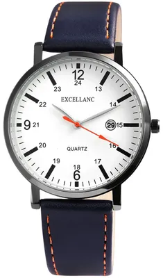 Produktbild von Herrenuhr Kunstleder EX0410 silberfarbig, Datumsanzeige