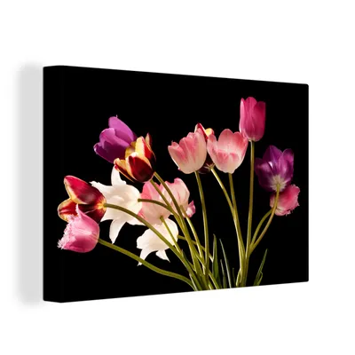 Produktbild von OneMillionCanvasses® - Leinwandbilder - 150x100 cm, Stillleben - Tulpen - Farben, Wandbilder Kunstdruck Wanddekoration