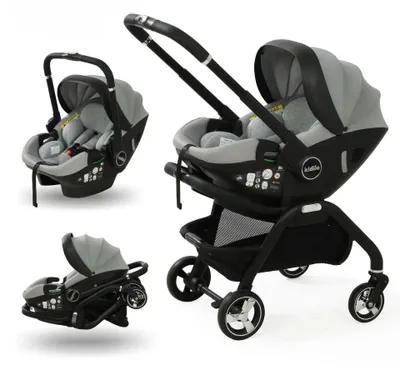 Produktbild von Kinderwagen 3-in-1, tragbar und zusammenklappbar, mit Babywanne und Kindersitz