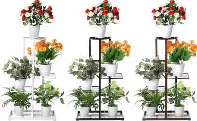 Productafbeelding van YIDUOL Plantenpotstandaard, 80 cm, metalen houder, bloemenrek, decoratie voor binnen, startpagina, wit