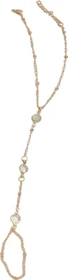 Produktbild von Damen Armband Ring Integrierte Legierung Retro Ethno Strass Dekor Handkette Armband Ring Hohlkette Fingerring Armband Boho Strand Schmuck Geschenk