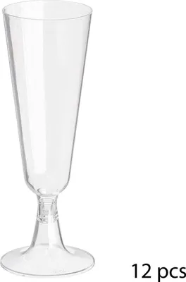 Obrázek produktu pro 5five Simply Smart Plastové sklenice na šampaňské k opakovanému použití, sada 12 kusů, plastové, průhledné, 150 ml, 122900A