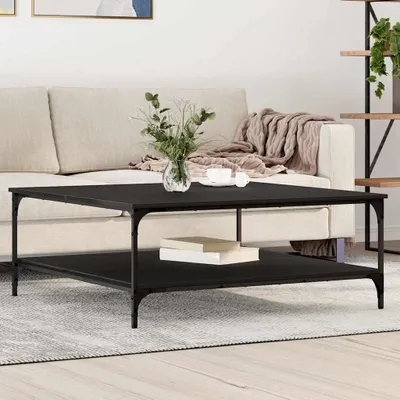 Image de vidaXL Table basse noire imitation chêne 100 x 100 x 40 cm Bois composite