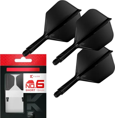 Produktbild von Target Darts K-Flex No.6 Dart Flights und Shafts, Kurz 19mm, Schwarz, 3er Set