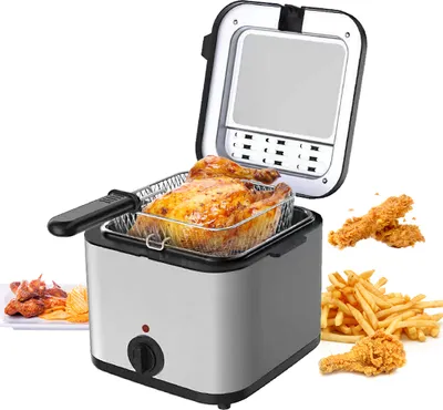 Produktbild von 2,5 l elektrische Fritteuse Haushalt kleine 1000 W Hochleistungs-Multifunktions-Edelstahl-Fritteuse Kebab Pommes-Frites-Maschine