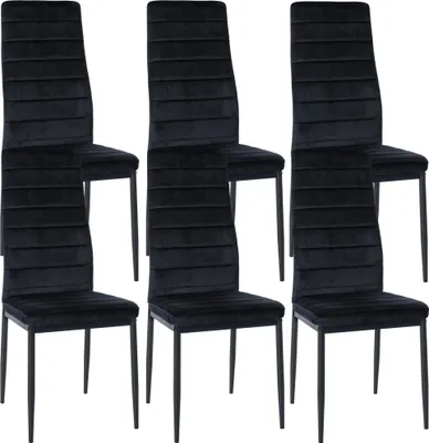 Produktbild von CLP 6er Set Esszimmerstühle Mayfair gepolstert mit Metallgestell schwarz Material Samt