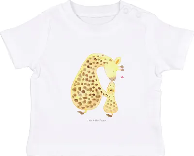 Produktbild von Mr. & Mrs. Panda Babyshirt Giraffe Kind 6. - 12. Monat - Weiß - Geschenk, Kinder Top, Kleinkind Shirt, Mutter,  T-Shirt, Mama, Lieblingsmensch, Tochter, Afrika, Baby