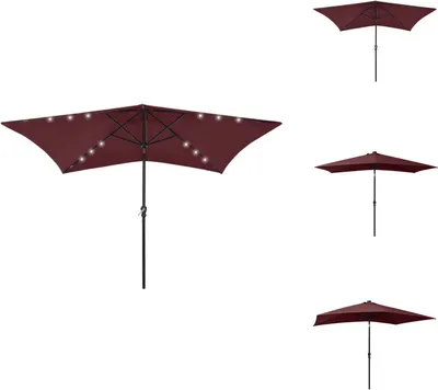 Produktbild von vidaXL Sonnenschirm mit LEDs und Stahl-Mast Bordeauxrot 2x3 m -  Sonnenschirme & Sonnenschutze
