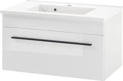 Produktbild von Waschtisch 80 cm inkl. Waschbecken CHARLESTON-61 in Hochglanz weiß, B/H/T: ca. 80/43/45 cm