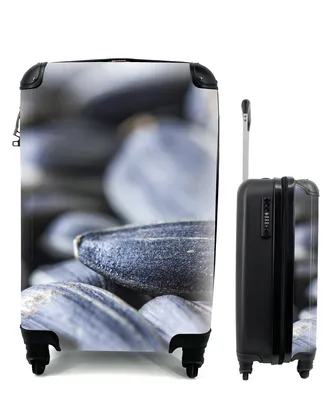 Produktbild von MuchoWow® Koffer Handgepäck Trolley Rollkoffer Kleine Reisekoffer mit 4 Rollen - Nahaufnahme von schönen Sonnenblumenkernen. - Cabin Size < 55x40x23 cm & 55x40x20 cm - Fotokoffer - Kabinenkoffer - Boardgepäck - Reise-Box - Reisekoffer - Reisegepäck - Koffer mit Bild - Trolley für Kinder