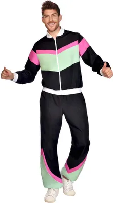 Produktbild von 80er Jahre Retro Trainingsanzug schwarz uni