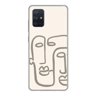 Produktbild von MuchoWow® Handyhülle Schutzhülle Hülle für Samsung Galaxy A51 Gesicht - Abstrakt - Strichzeichnung Silikon Softcase Handy Hülle - Schutzabdeckung