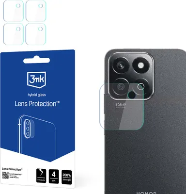 Zdjęcie produktu dla 3mk Szkło hybrydowe chroniące obiektyw aparatu Honor X7c 4G / 5G Obiektyw aparatu 0,16 mm 6H (4 szt.)
