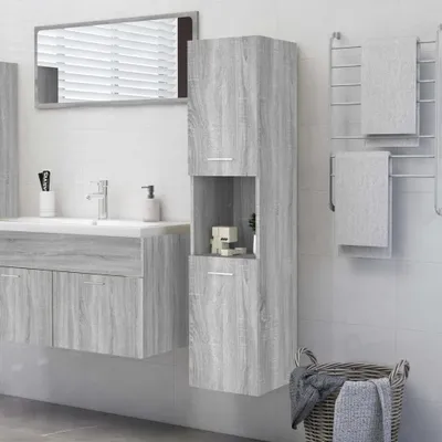 Produktbild von Badezimmerschrank in Grau Sonoma 30x30x130 cm