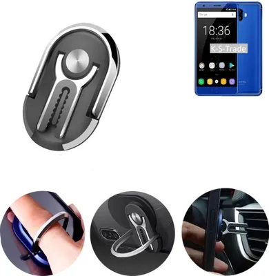 Produktbild von K-S-Trade 3in1 Smartphone-Ring Handy-Ring kompatibel mit Oukitel K8000 Fingerhalterung  Handyring Tischständer Lüftungsgitter-Halterung Tisch