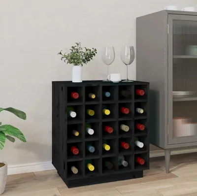 Produktbild von "2026 Promotion" Weinregal Schwarz 55,5x34x61 cm Massivholz Kiefer - Weinregale CC28784