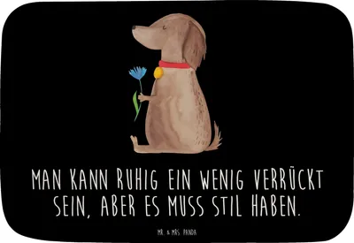 Produktbild von Mr. & Mrs. Panda Badvorleger Hund Blume - Schwarz - Geschenk, Hunde, Sprüche, badezimmermatte, Badteppich, Teppich Fürs Bad, Süß, Niedlich, Badezimmerteppich, Haha