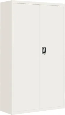 Image de Armoire métallique, porte-manteau, métal, meuble de rangement, garage, bureau, blanc, 105 x 40 x 180 cm, acier