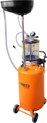 Produktbild von NEO TOOLS Ölauffanggerät Ölauffangwagen Ölauffangrollwagen Ölauffangbehälter Auto - mit Kontrolltank - 70 l - Höhe: 1320-1600