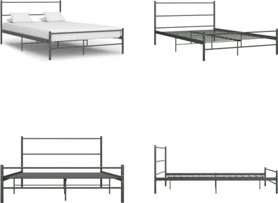 Produktbild von vidaXL Bettgestell Grau Metall 120x200 cm - Bettgestell - Bettgestelle - Bettrahmen - Bett