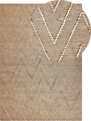 Produktbild von BELIANI Teppich Beige Jute Baumwolle 160 x 230 cm Rechteckig Geometrisches Muster handgewebt Boho Stil Schlafzimmer Wohnzimmer