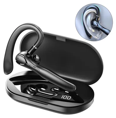 Produktbild von Bluetooth-Headset V5.3 mit 400-mAh-Ladecase und bis zu 50 Stunden Sprechzeit – perfekt für Lkw-Fahrer und Büro.