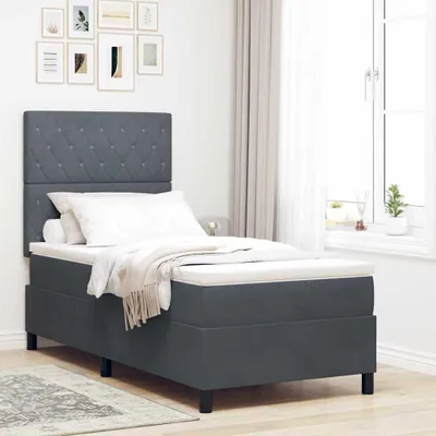 Immagine prodotto di Maison Exclusive - Letto boxspring con materasso grigio scuro 90 x 190 cm velluto