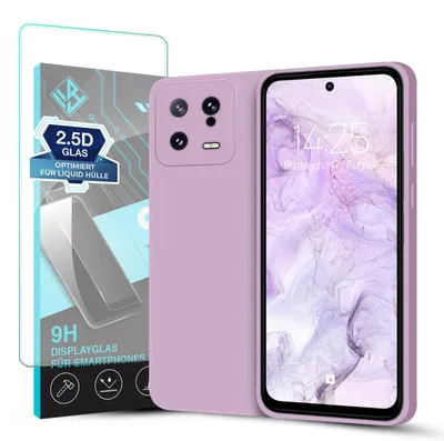 Produktbild von Hülle für Xiaomi 13 5G mit 9H Displayglas Displayschutz Case Cover Bumper Smartphone Softgrip Schutzhülle Farbe: Lila