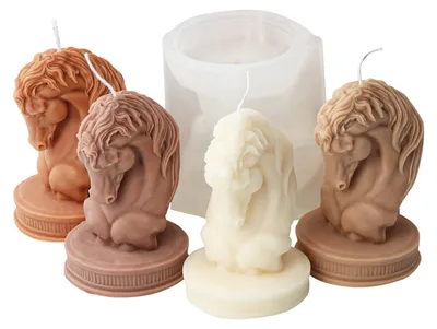 Produktbild von Silikonform für 3D-Pferdekopffigur, Kerzenform, DIY-Kerzengießformen für Bastelarbeiten, Ornamente und Wohndekoration.