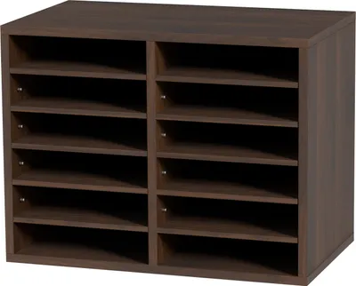 Produktbild von SucceBuy Literatur-Organizer, Büro-Briefkasten mit 12 Fächern und verstellbaren Regalen, Holzsortierer 20,4 x 12 x 16,1 Zoll für Büro, Zuhause, Klassenzimmer, Poststellenorganisation, EPA-, braun