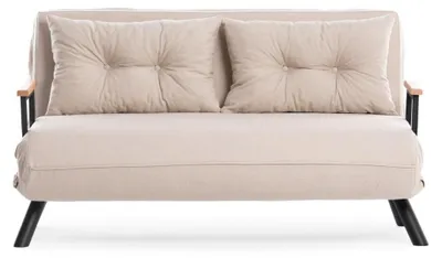 Image de CALICOSY - Canapé lit 2 places convertible en tissu avec pieds en métal L133 cm - SANDO