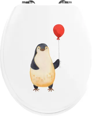 Produktbild von Mr. & Mrs. Panda Klo-Deckel Pinguin Luftballon - Weiß - Geschenk, WC-Sitz, Jahrmarkt, Liebe, Kirmes, Toilettendeckel, WC Sitz, Klodeckel, Motivation, klo deckel, Glück